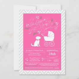 Schnole Dog Baby shower Girl Pink Kaart