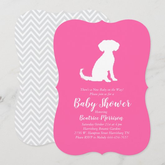 Schnole Dog Baby shower Girl Pink Kaart (Voorkant / Achterkant)