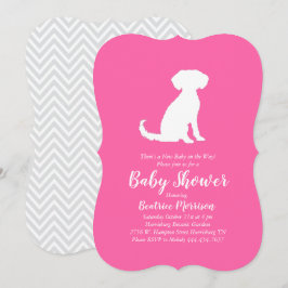 Schnole Dog Baby shower Girl Pink Kaart