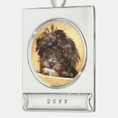 Schnole Dog Banner Ornament Verzilverd Banner Ornament (Links)