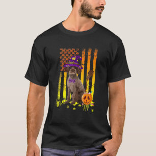 Schnole Dog Pumpkin American Flag Halloween Dog T-shirt