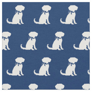 Schnole Dog Silhouette Pet Navy Blue Stof