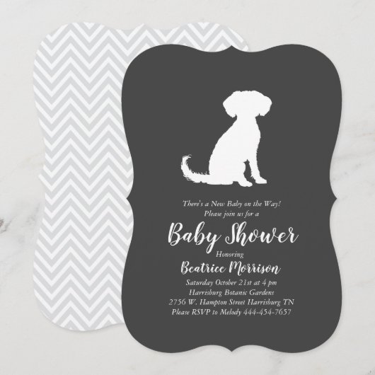 Schnoodle Dog Baby shower Neutraal Kaart (Voorkant / Achterkant)