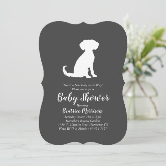 Schnoodle Dog Baby shower Neutraal Kaart (Staand voorkant)