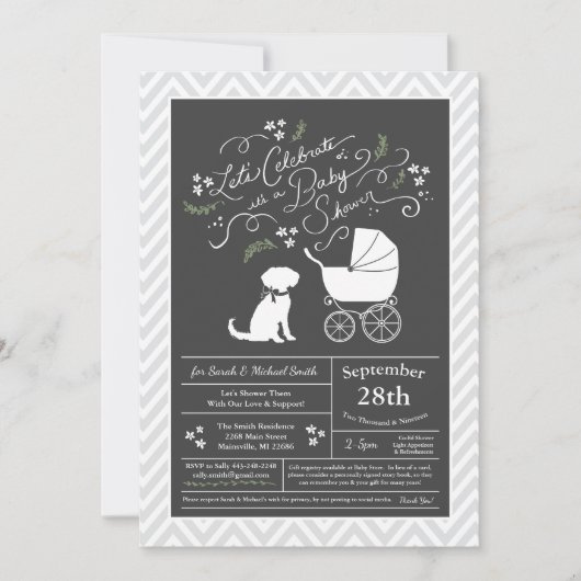 Schnoodle Dog Baby shower Neutraal Kaart (Voorkant)