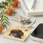 Schnoodle Hond Dubbelzijdig Sleutelhanger (Voorkant Rechts)