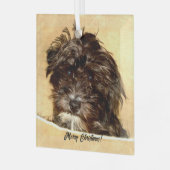 Schnoodle hond glazen kerstbal glas ornament (Voorkant links)
