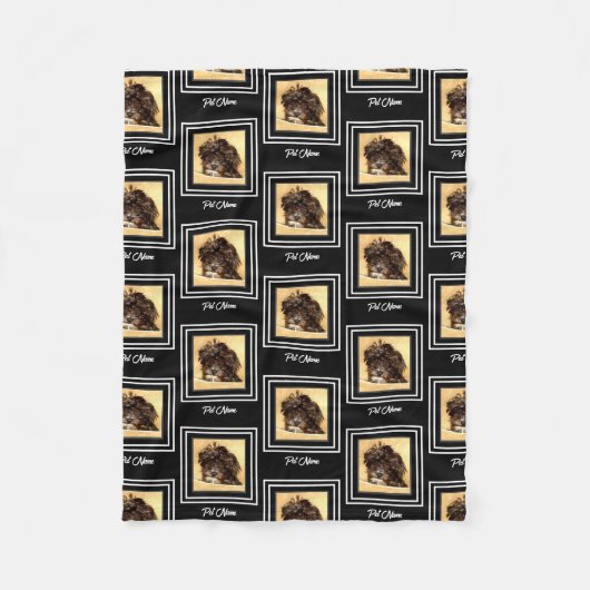 Schnoodle Hond Zwart Fleece Deken (Voorkant)