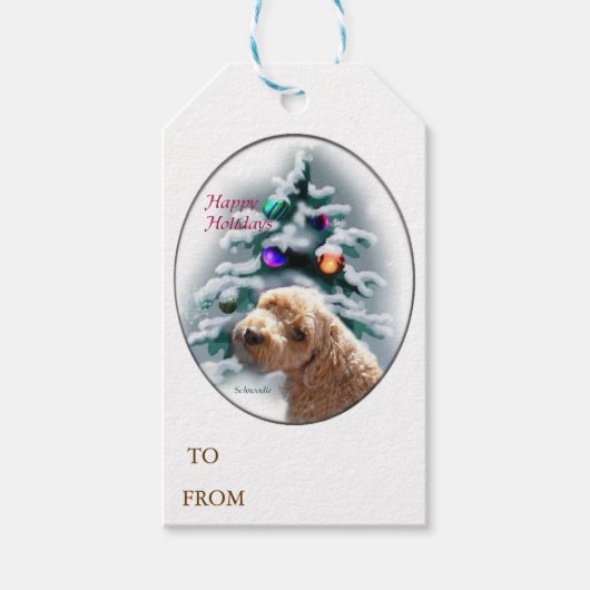 Schnoodle kerst cadeaulabel (Voorkant)