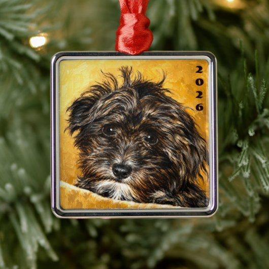 Schnoodle Premium Vierkant Ornament (Boom)