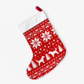 Schnoodle Silhouettes Rood en Wit Patroon Schattig Kleine Kerstsok (Achterkant (Hangend))