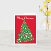 Schnuazer Hond Silhouet Kerstboom Rood Kaart (Gele Bloem)