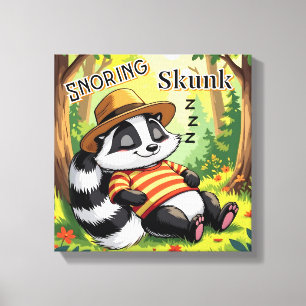 Schnurkende Stinkdier   Mooie Cartoon Kinderkamer  Canvas Afdruk