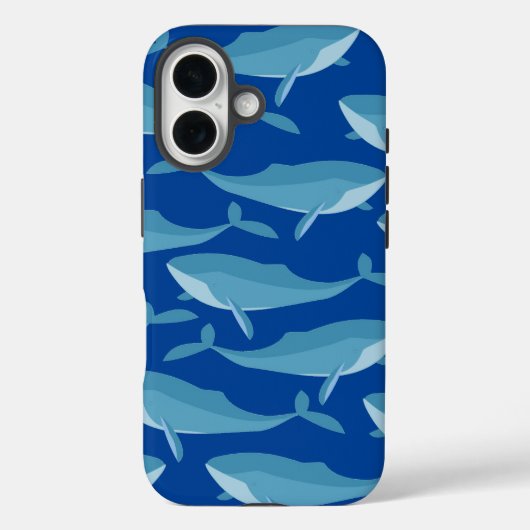 Schoal Walvissen Zwemmend Donkerblauw Case-Mate iPhone Case (Achterkant)