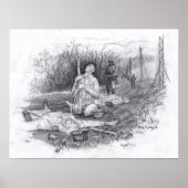 Schoctuur in witte marmer poster (Voorkant)