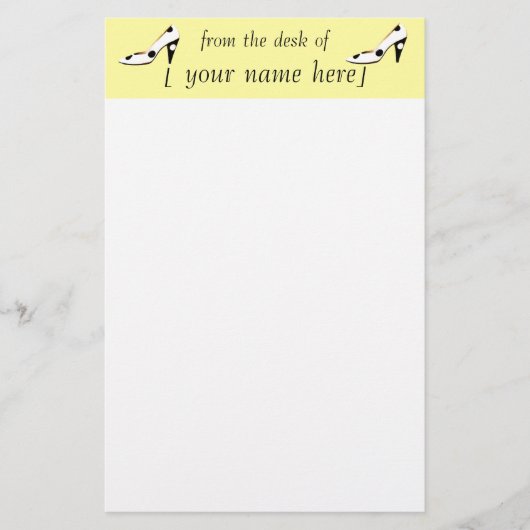 Schoeglade Kute Stationery Design Yellow Briefpapier (Voorkant)