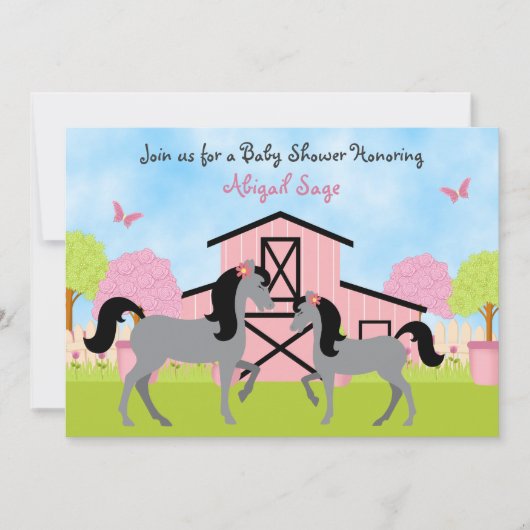  schoeisel met Barn Horse Baby Shower-uitvindingen Kaart (Voorkant)