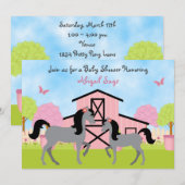  schoeisel met Barn Horse Baby Shower-uitvindingen Kaart (Voorkant / Achterkant)