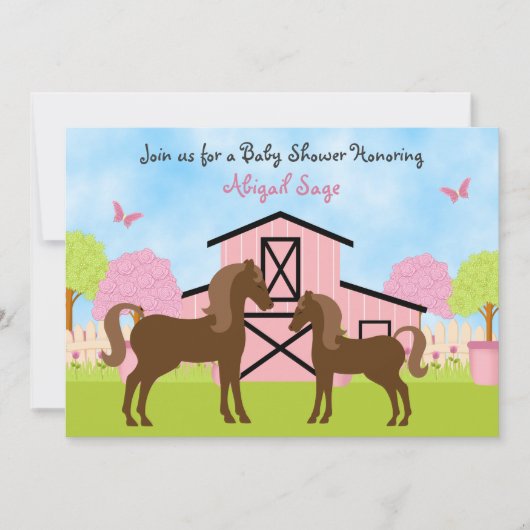 schoeisel met Barn Horse Baby Shower-uitvindingen Kaart (Voorkant)