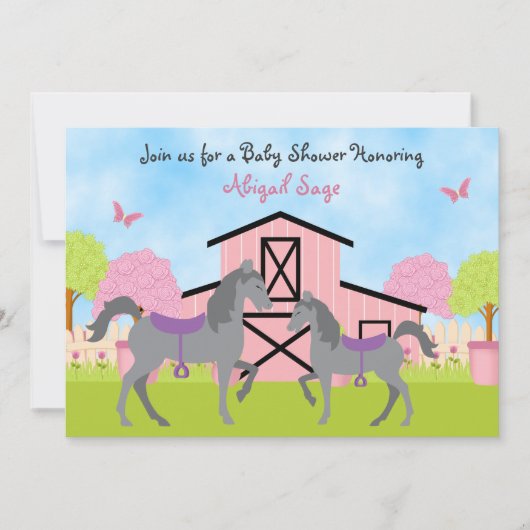 schoeisel met Barn Horse Baby Shower-uitvindingen Kaart (Voorkant)