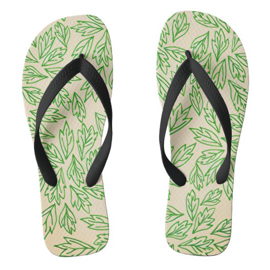 Schoeisel met natuurgetrouw bladpatroon teenslippers (Voetbed)