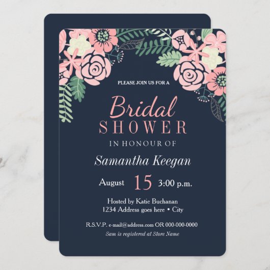 schoeisel voor de marine en roze bridal kaart (Voorkant / Achterkant)