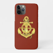 Schoel-/ankerbaksteen/goud van het zeeschip Case-Mate iPhone case (Achterkant)