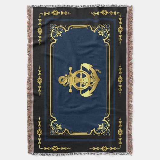 Schoel/ankerjager — blauw/goud deken (Voorkant Verticaal)