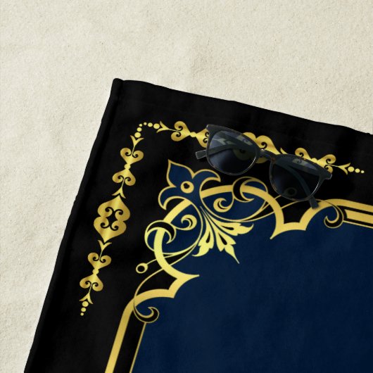 Schoel/ankerjager — blauw/goud  strandlaken (In situ)