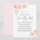 Schoel per post Floral Pink Waterverf Baby Girl Kaart (Voorkant / Achterkant)
