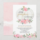 Schoel per post roze goudbruine pompoenmeisje baby kaart (Voorkant / Achterkant)