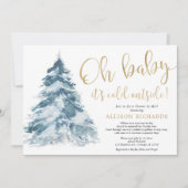 Schoel per post wintergoud baby shower witte sneeu kaart (Voorkant)