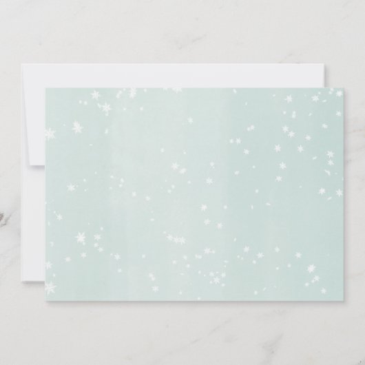 Schoel per post wintergoud baby shower witte sneeu kaart (Achterkant)