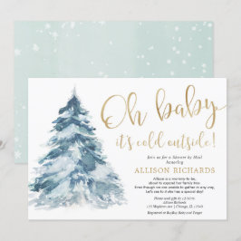 Schoel per post wintergoud baby shower witte sneeu kaart