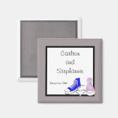 Schoen blauw/roze bruiloft magneet gunst (Voorkant / Achterkant)