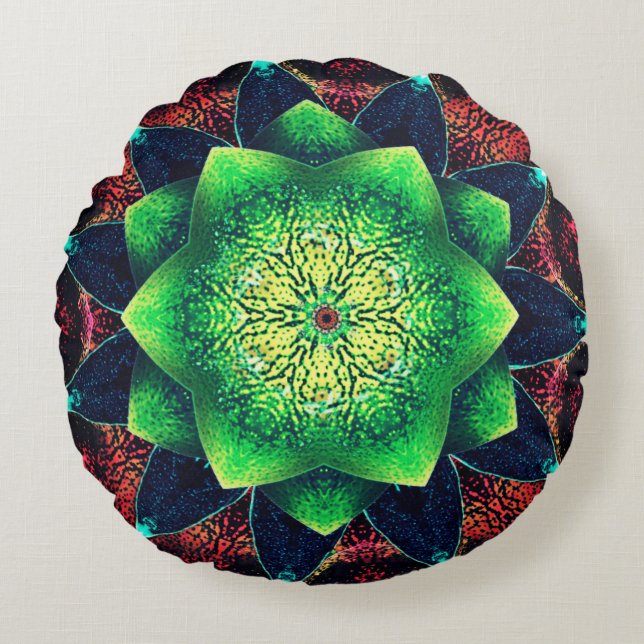 Schoen en groengroenachtige digitale bloem boven r rond kussen (Voorkant)