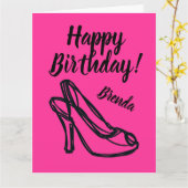 Schoen mode girale roze Birthday kaart voor vrouwe (Gele Bloem)