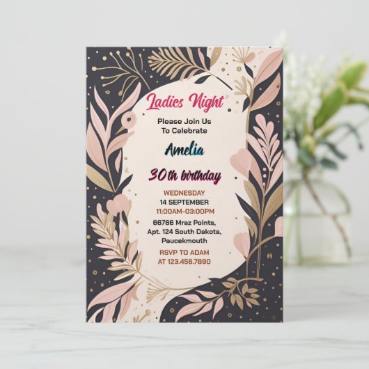 Schoen Stijlvolle Volwassen Dames Nacht 30e Verjaa Kaart (Staand voorkant)