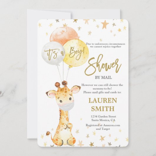 Schoen van het schattige giraffe baby shower van d kaart (Voorkant)