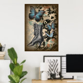 schoen van steampunk floral butterfly Victoriaans Poster (Thuiskantoor)