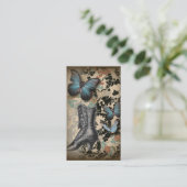  schoen van steampunk floral butterfly Victoriaans Visitekaartje (Staand voorkant)