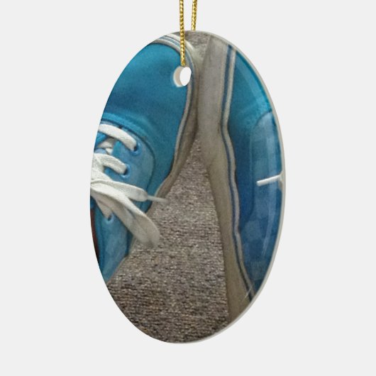 schoenen blauw keramisch ornament (Links)