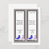 Schoenen Blauw/Roze Bewaar de datum Bladwijzer Aankondigingskaart (Voorkant / Achterkant)