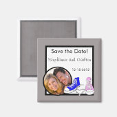 Schoenen Blauw/Roze Trouw Aankondiging Magneet (Voorkant / Achterkant)