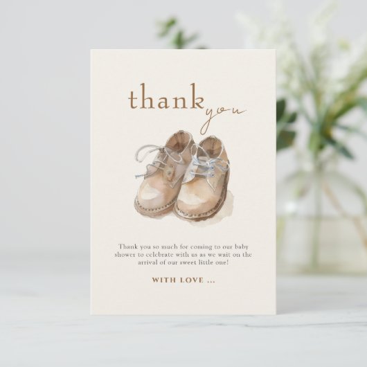  Schoenen Boho Minimalist Boy Baby shower Bedankkaart (Staand voorkant)