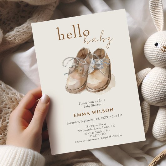  Schoenen Boho Minimalist Boy Baby shower Kaart