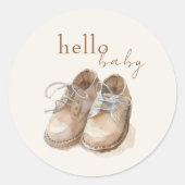  Schoenen Boho Minimalist Boy Baby shower Ronde Sticker (Voorkant)