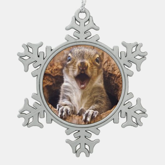 Schoenen eekhoorn tin sneeuwvlok ornament (Voorkant)