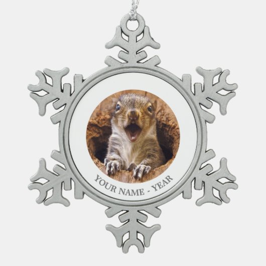 Schoenen eekhoorn tin sneeuwvlok ornament (Voorkant)