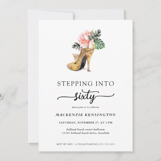 Schoenen met bloemen in goud - Verjaardagsschoenen Kaart (Voorkant)